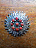 Stunning Coral Cluster Navajo Pin by L M Nez