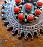 Stunning Coral Cluster Navajo Pin by L M Nez