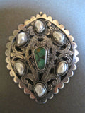 Antique Pearl and Turquoise Brooch from Ladakh