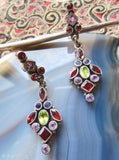 Long Dangle Multi-Colored Gemstone Post Earrings from Jaipur