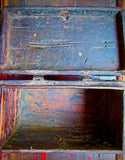 Antique Painted Trapezoidal Box from Tibet