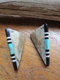Mosaic Jasper,Turquoise, Jet Earrings from Santa Domingo Pueblo