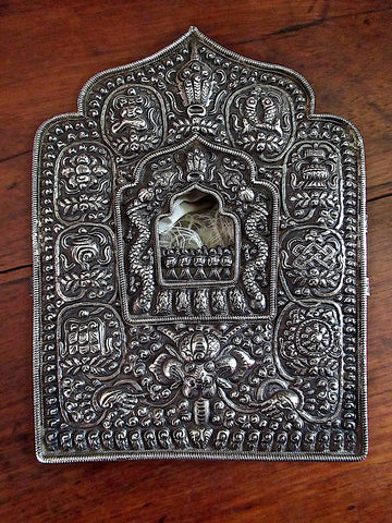Fine, Chased and Repoussed Silver Shrine Box from Tibet