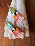 Turquoise and Orange Spondylus Shell Earrings from Santa Domingo Pueblo