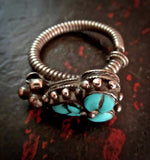 Beautiful Old Tibetan Silver and Turquoise Earring