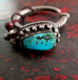 Old Traditional Turquoise and Silver Earring from Tibet