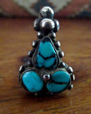 Beautiful Old Tibetan Silver and Turquoise Earring