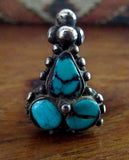 Beautiful Old Tibetan Silver and Turquoise Earring