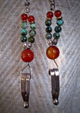 Distinctive Carnelian,Turquoise and Tribal Silver Earrings
