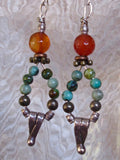 Turquoise Beaded Loops with Carnelian and Silver