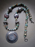 Natural Turquoise Tribal Disk Necklace