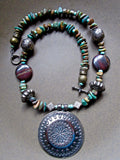 Natural Turquoise Tribal Disk Necklace