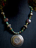 Natural Turquoise Tribal Disk Necklace