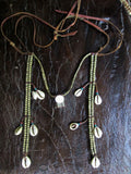 Vintage Wodaabe Leather Headband with Brass and Cowries from Niger