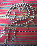 Antique Yalalteca Silver Cross and Coin Necklace